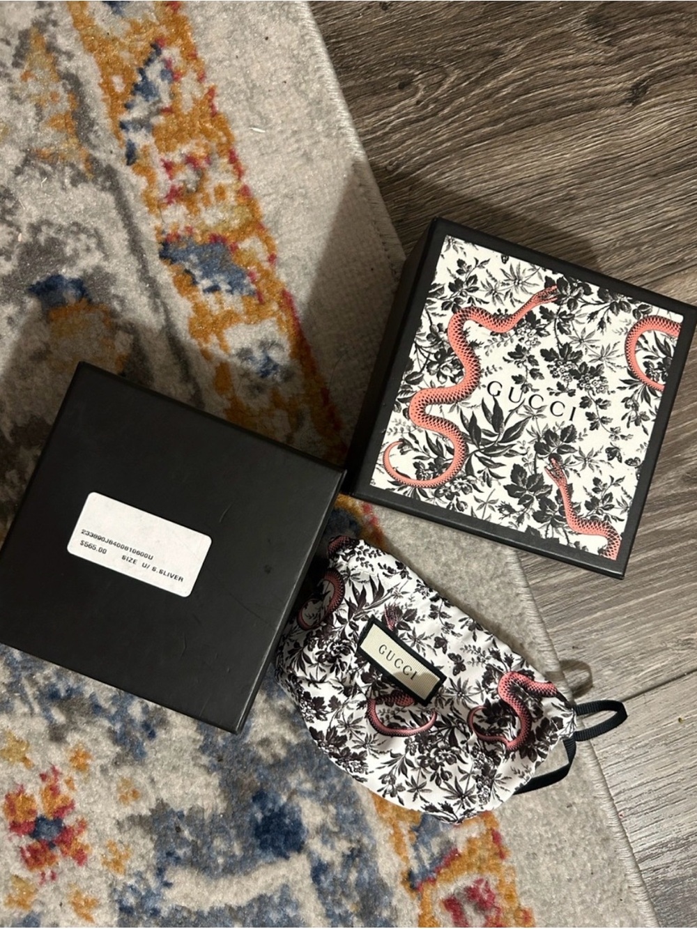 Gucci Black, White & Pink Snake Print Sunglasses Pouch with Box- Box Only - Picture 4 of 7